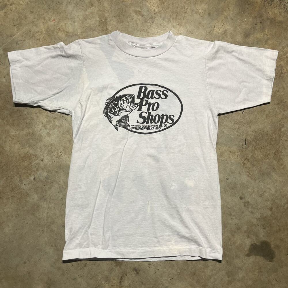 Vintage 90s Bass Pro Shops Faded Felt Logo Shirt